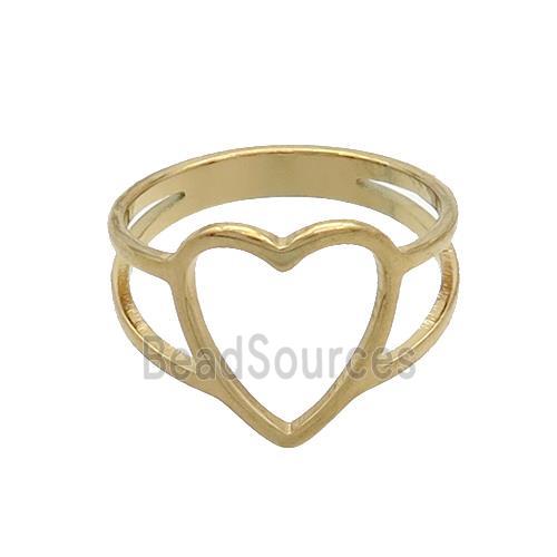 Stainless Steel Rings Heart Gold Plated