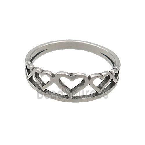 Raw Stainless Steel Rings Heart