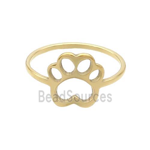 Stainless Steel Rings Paw Gold Plated