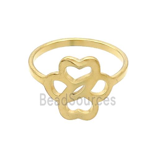 Stainless Steel Rings Flower Gold Plated