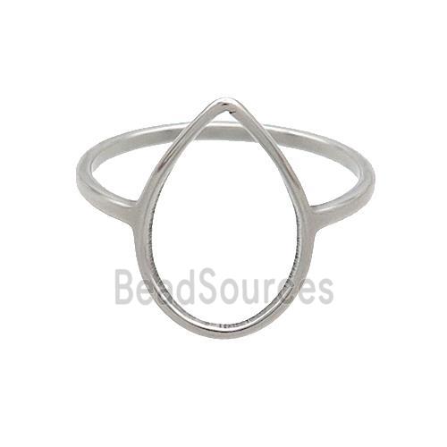 Raw Stainless Steel Rings Teardrop