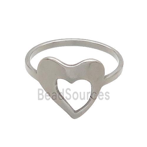 Raw Stainless Steel Rings Heart