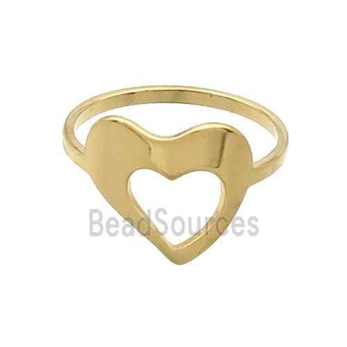 Stainless Steel Rings Heart Gold Plated