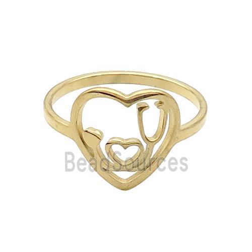 Stainless Steel Heart Rings ILOVEU Gold Plated