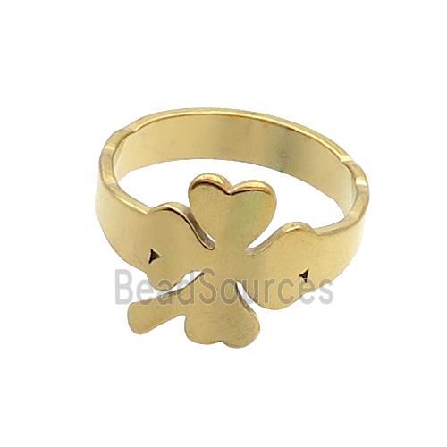 Stainless Steel Clover Rings Gold Plated