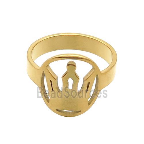 Stainless Steel Rings Crown Gold Plated