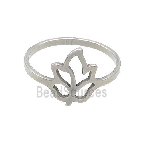 Raw Stainless Steel Flower Tulip Rings Flower