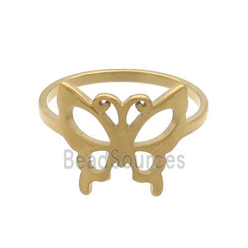 Stainless Steel Rings Butterfly Gold Plated