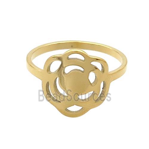 Stainless Steel Rings Flower Gold Plated