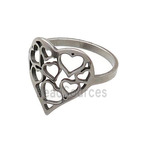 Raw Stainless Steel Heart Rings