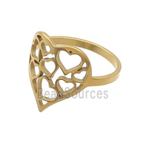 Stainless Steel Heart Rings Gold Plated