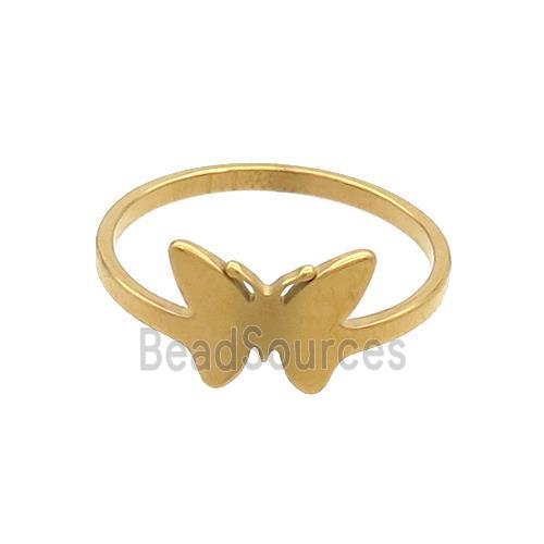 Stainless Steel Butterfly Rings Gold Plated