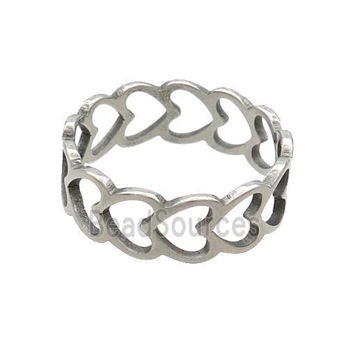 Raw Stainless Steel Heart Rings