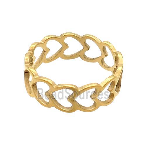 Stainless Steel Heart Rings Gold Plated