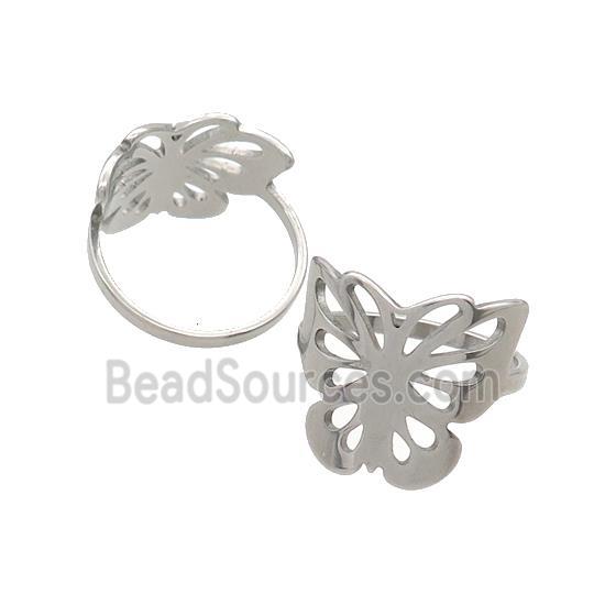 Raw Stainless Steel Rings Butterfly