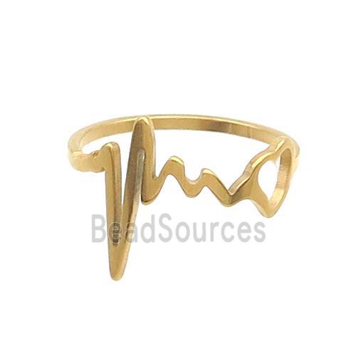 Stainless Steel Rings Heartbeat Gold Plated