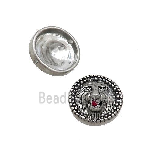 Stainless Steel Button Beads Lion Antiuqe Silver