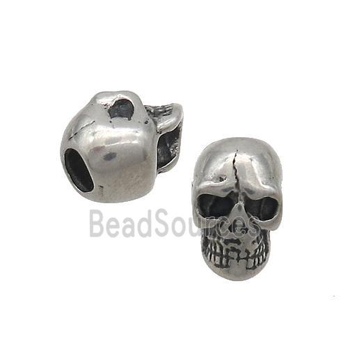 Stainless Steel Skull Beads Large Hole Antique Silver