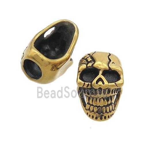 Stainless Steel Skull Beads Large Hole Antique Gold Plated