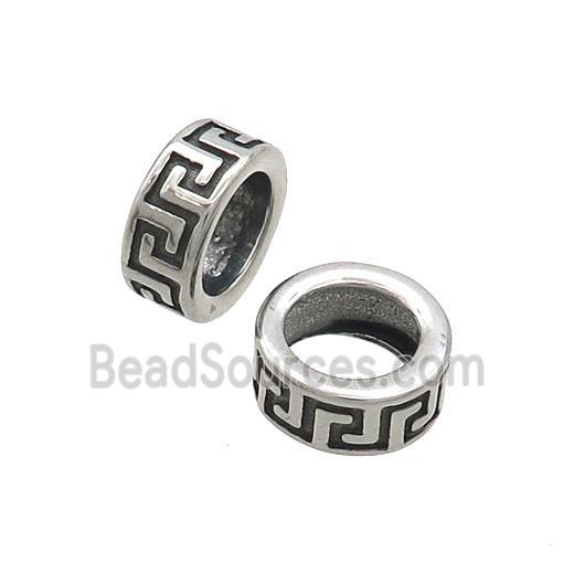 Stainless Steel Rondelle Beads Large Hole Antique Silver