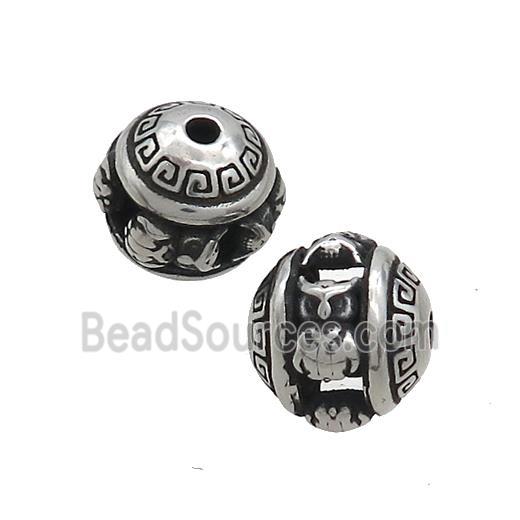 Stainless Steel Round Beads Hollow Antique Silver