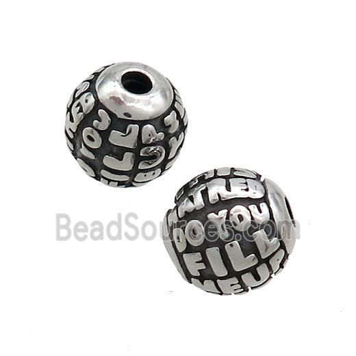 Stainless Steel Round Beads Antique Silver