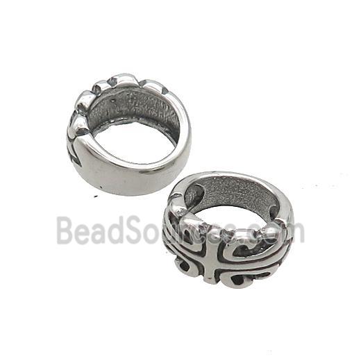 Stainless Steel Circle Beads Large Hole Antique Silver