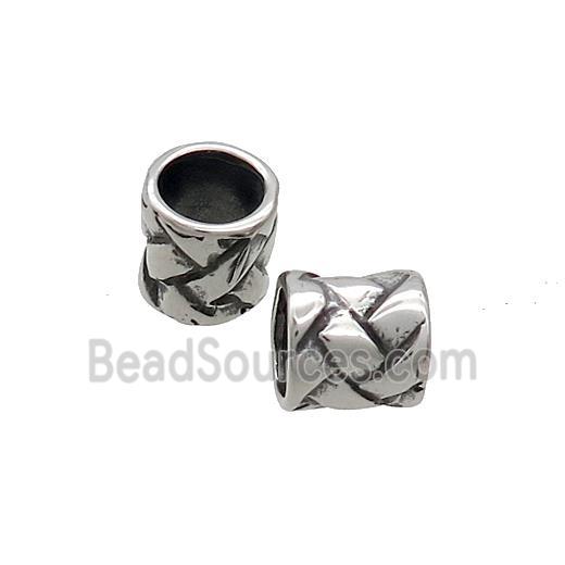 Stainless Steel Tube Beads Column Large Hole Antique Silver