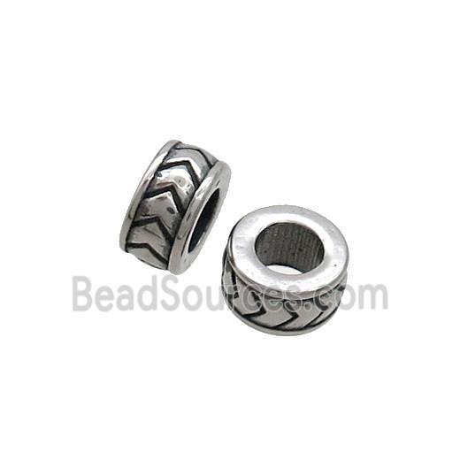 Stainless Steel Rondelle Beads Large Hole Antique Silver