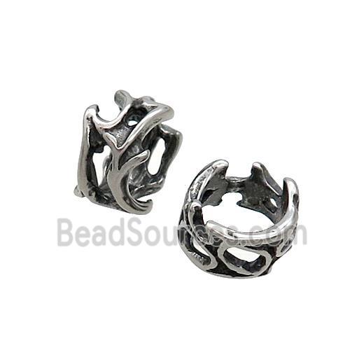 Stainless Steel Rondelle Beads Large Hole Antique Silver