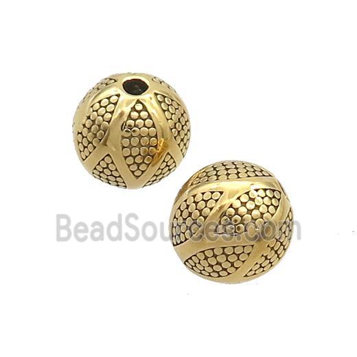 Stainless Steel Round Beads Gold Plated