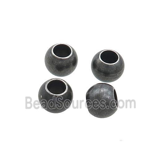 Stainless Steel Round Beads Large Hole Black Plated