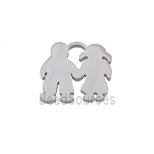 Raw Stainless Steel Couple Pendant