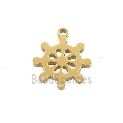 Stainless Steel Ship Helm Pendant Charms Gold Plated