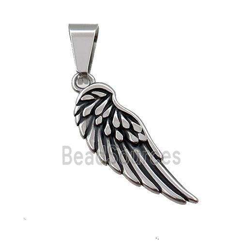 Stainless Steel Angel Wings Charms Pendant Antique Silver