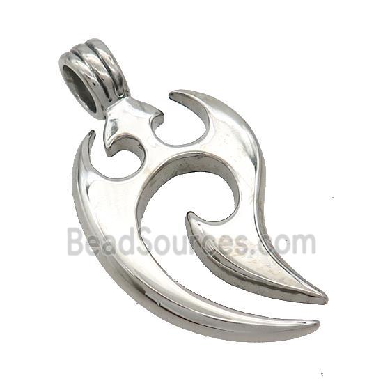 Raw Stainless Steel Tribal Charms Pendant Flame