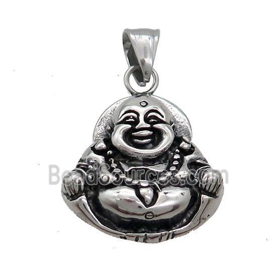 Stainless Steel Buddha Charms Pendant Antique Silver