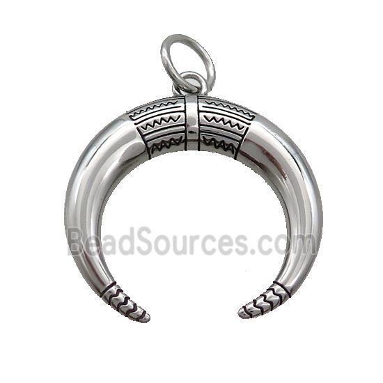 Stainless Steel Crescent Charms Pendant Moon Antique Silver