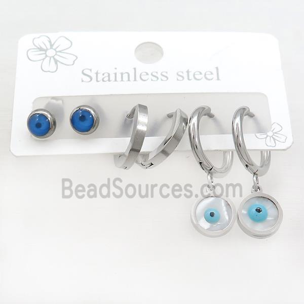 Raw Stainless Steel Earrings Evil Eye