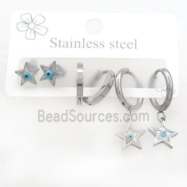 Raw Stainless Steel Earrings Star