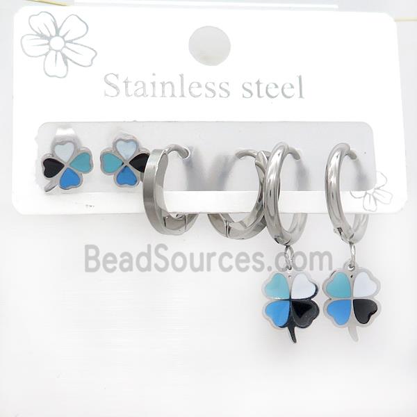 Raw Stainless Steel Earrings Clover