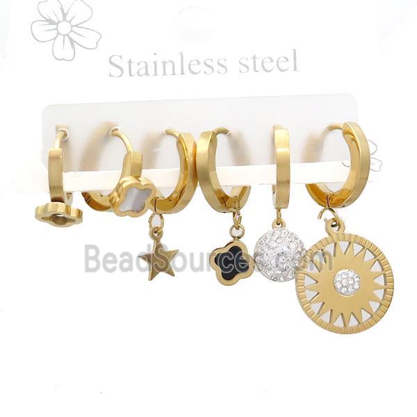 Stainless Steel Earrings Mixed Shapes Gold Plated