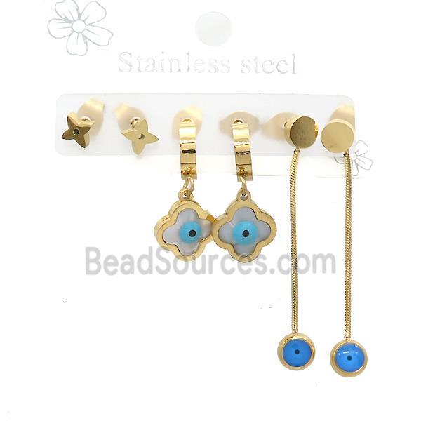 Stainless Steel Earrings Evil Eye Gold Plated