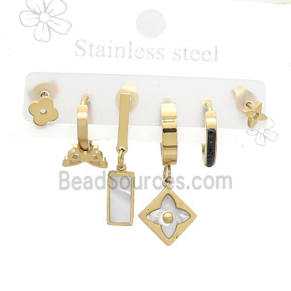 Stainless Steel Earrings Mixed Shapes Gold Plated