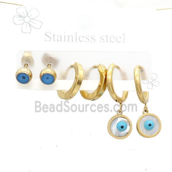 Stainless Steel Earrings Evil Eye Gold Plated