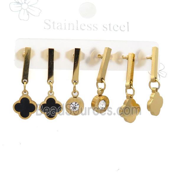 Stainless Steel Earrings Clover Gold Plated