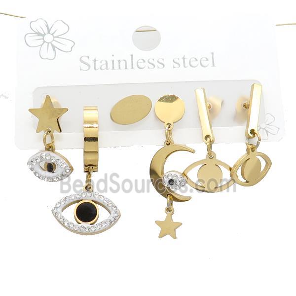 Stainless Steel Earrings Eye Gold Plated