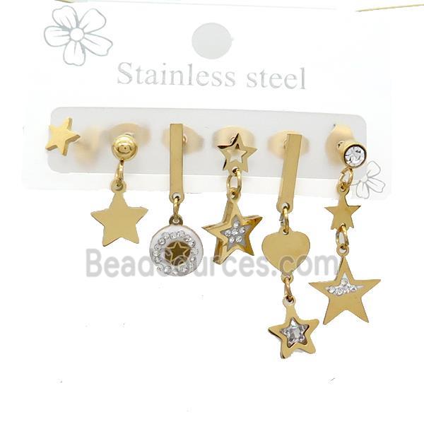 Stainless Steel Earrings Star Gold Plated