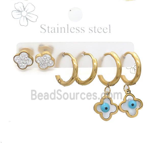 Stainless Steel Earrings Clover Gold Plated