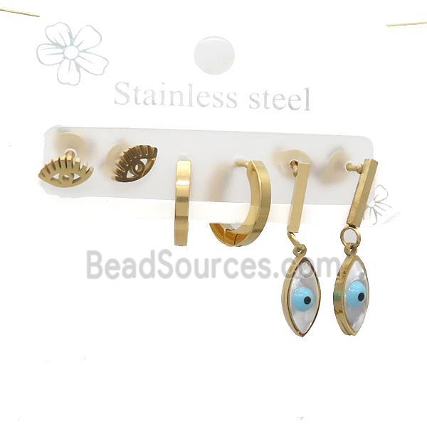 Stainless Steel Earrings Eye Gold Plated